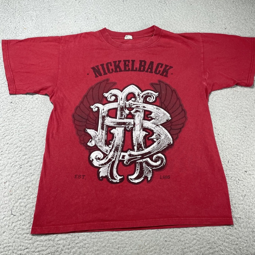 Nickelback Shirt Mens Medium Red World Tour 2010 Graphic Rock Band Tee Anvil
